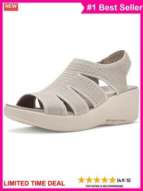Skechers Parallel Lite Dreammaker Wedge Sandals Comfort Slingback Machine